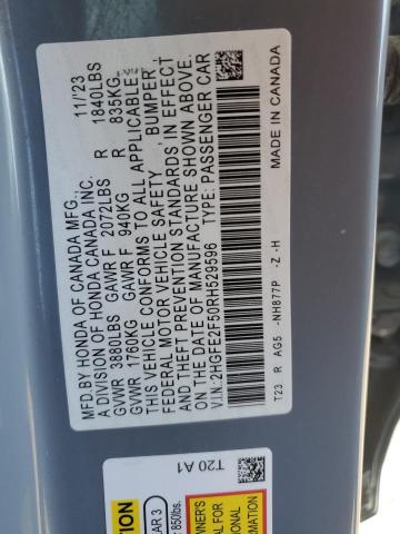 2HGFE2F50RH529596 - 2024 HONDA CIVIC SPORT 灰色 照片 12