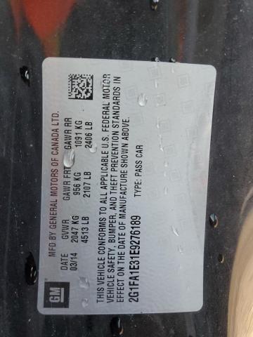 2G1FA1E31E9276189 - 2014 CHEVROLET CAMARO LS BLACK photo 12