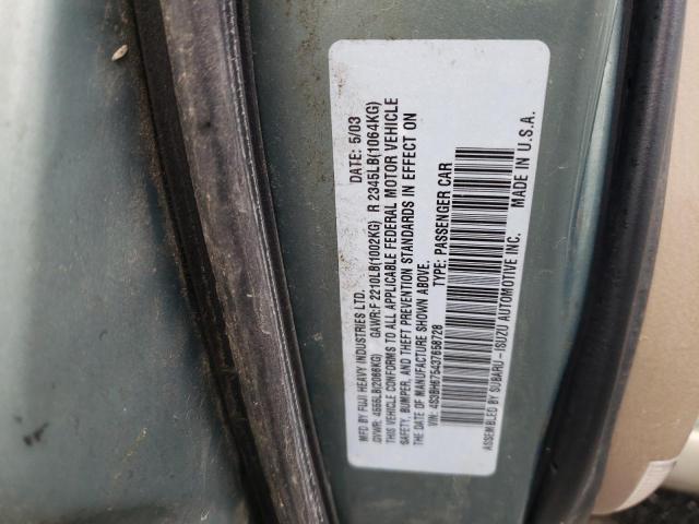 4S3BH675437658728 - 2003 SUBARU LEGACY OUTBACK AWP 绿色 照片 12