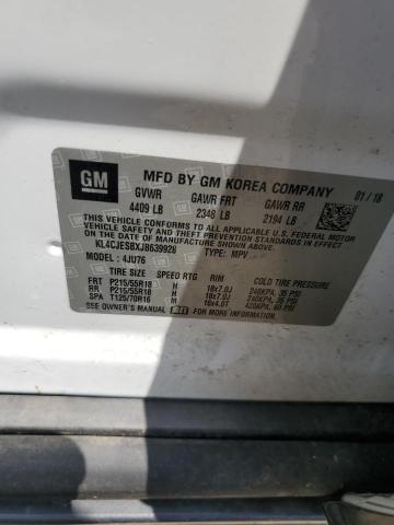 KL4CJESBXJB639928 - 2018 BUICK ENCORE PREFERRED WHITE photo 13