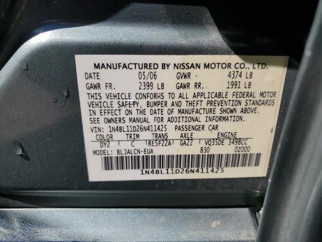 1N4BL11D26N411425 - 2006 NISSAN ALTIMA SE GREEN photo 13