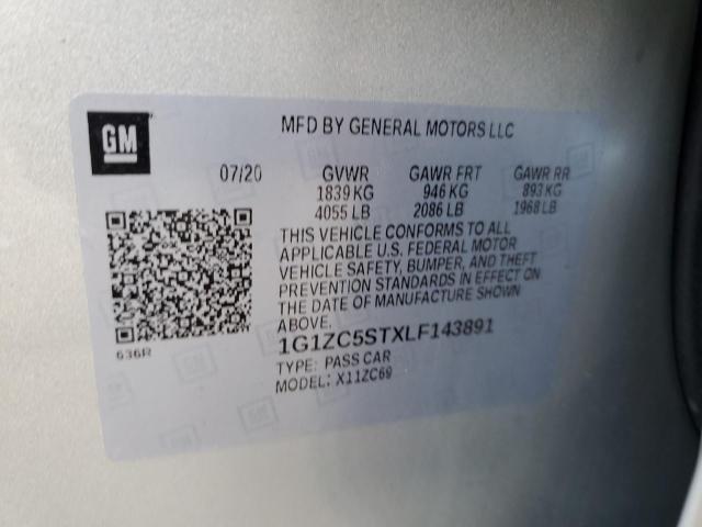 1G1ZC5STXLF143891 - 2020 CHEVROLET MALIBU LS SILVER photo 12