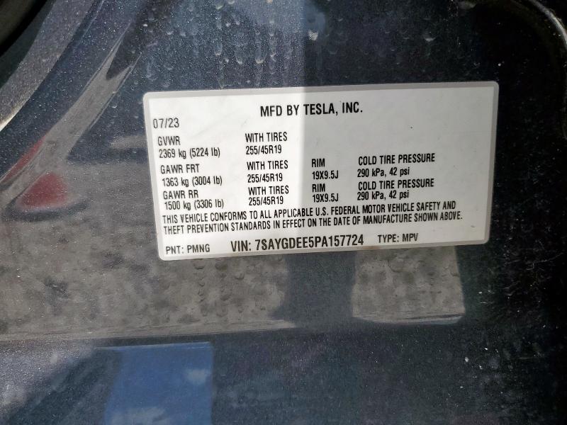 7SAYGDEE5PA157724 - 2023 TESLA MODEL Y CHARCOAL photo 13