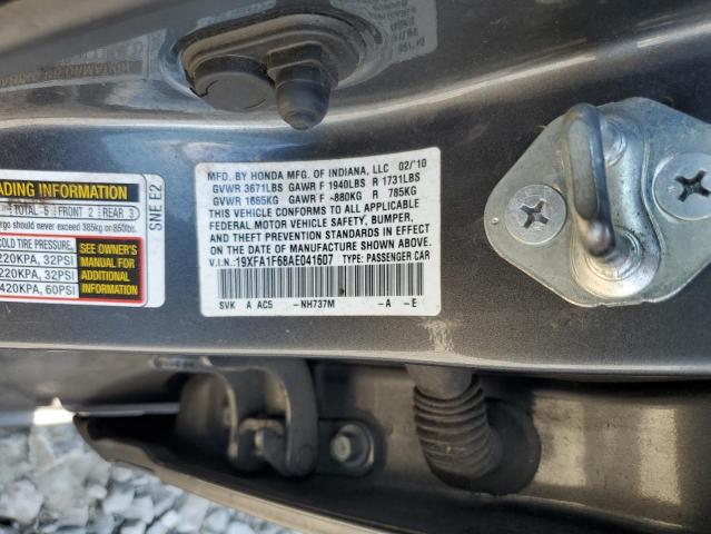 19XFA1F68AE041607 - 2010 HONDA CIVIC LX-S გრაფიტი ფოტო 12