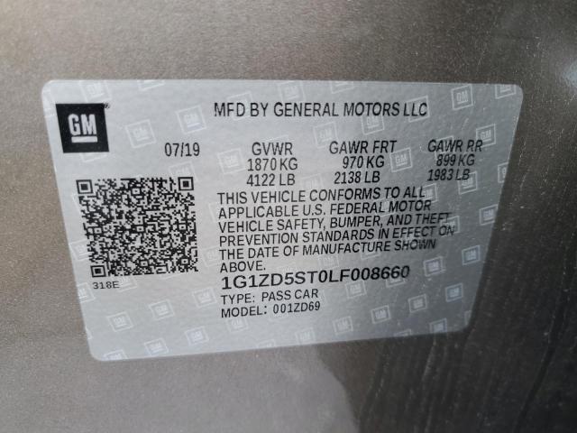 1G1ZD5ST0LF008660 - 2020 CHEVROLET MALIBU LT GRAY photo 12