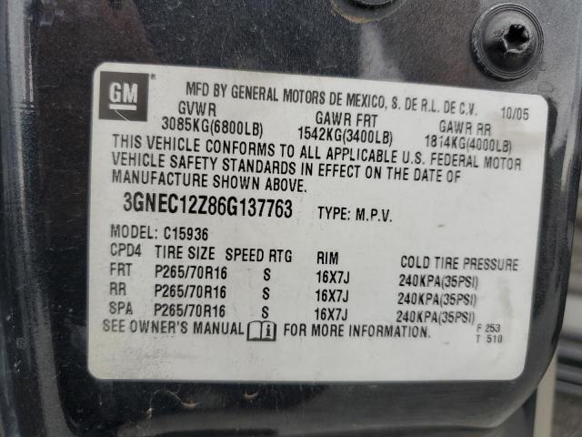 3GNEC12Z86G137763 - 2006 CHEVROLET AVALANCHE C1500 BLACK photo 13