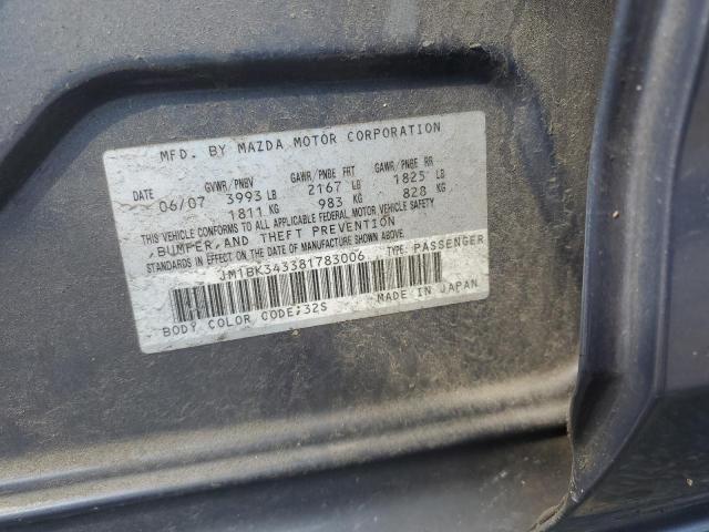 JM1BK343381783006 - 2008 MAZDA 3 HATCHBACK ნაცრისფერი ფოტო 12