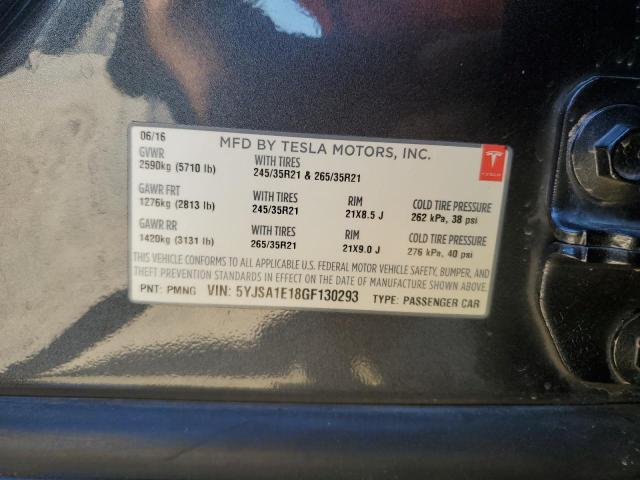 5YJSA1E18GF130293 - 2016 TESLA MODEL S GRAY photo 12