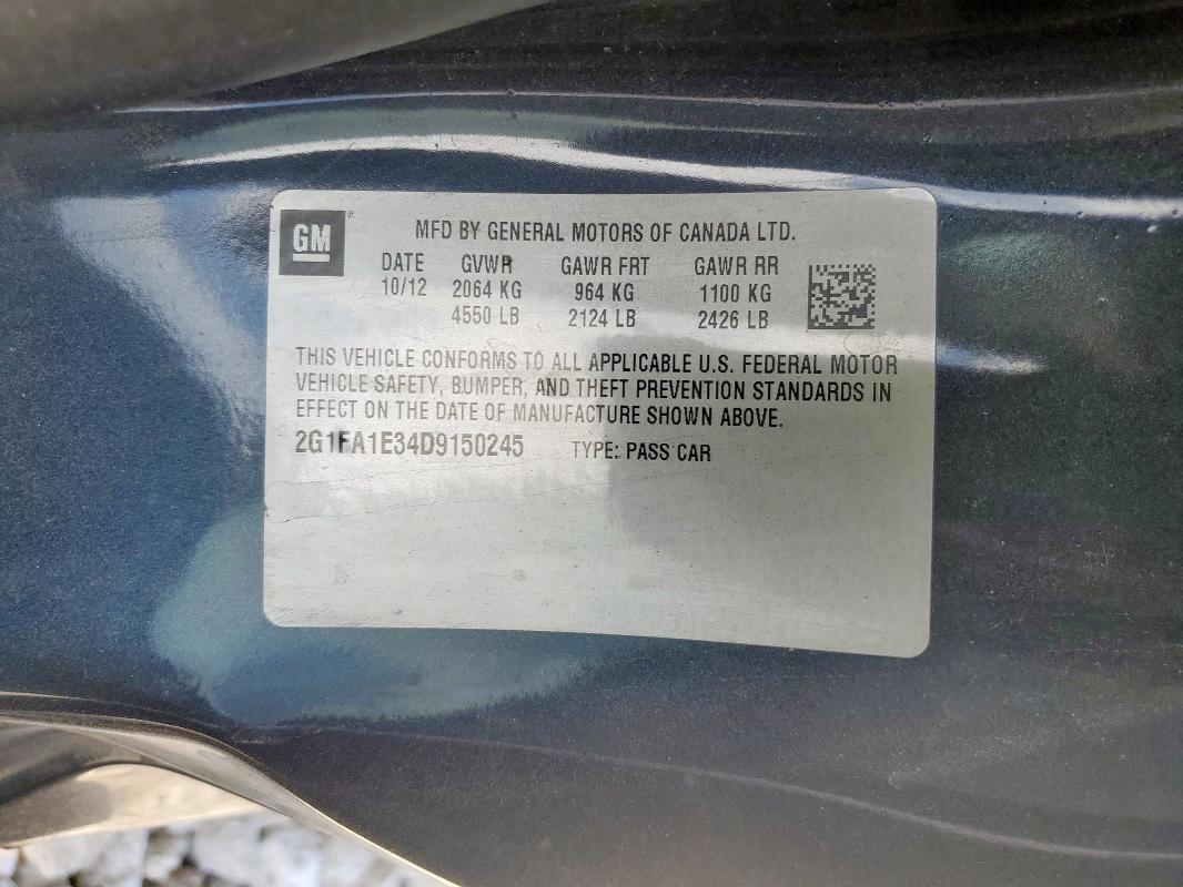2G1FA1E34D9150245 - 2013 CHEVROLET CAMARO LS BLUE photo 12