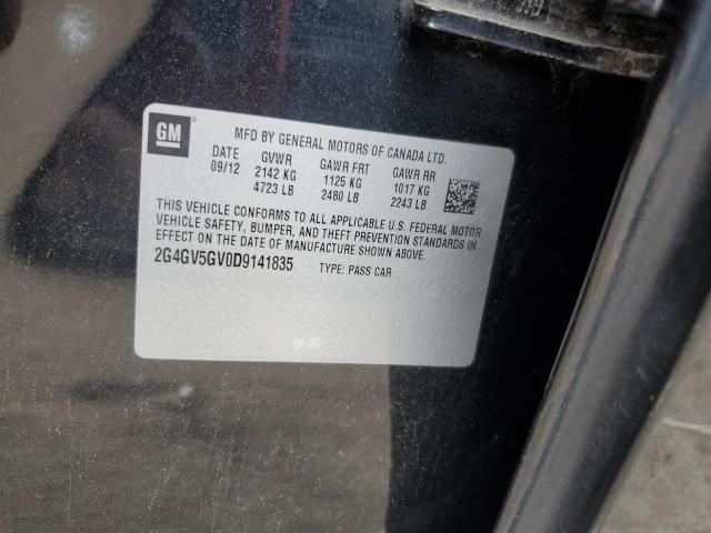 2G4GV5GV0D9141835 - 2013 BUICK REGAL GS BLACK photo 12