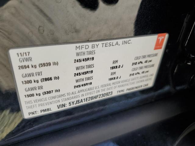 5YJSA1E28HF230923 - 2017 TESLA MODEL S BLACK photo 13