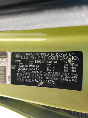 KNDJN2A20K7916575 - 2019 KIA SOUL GREEN photo 13