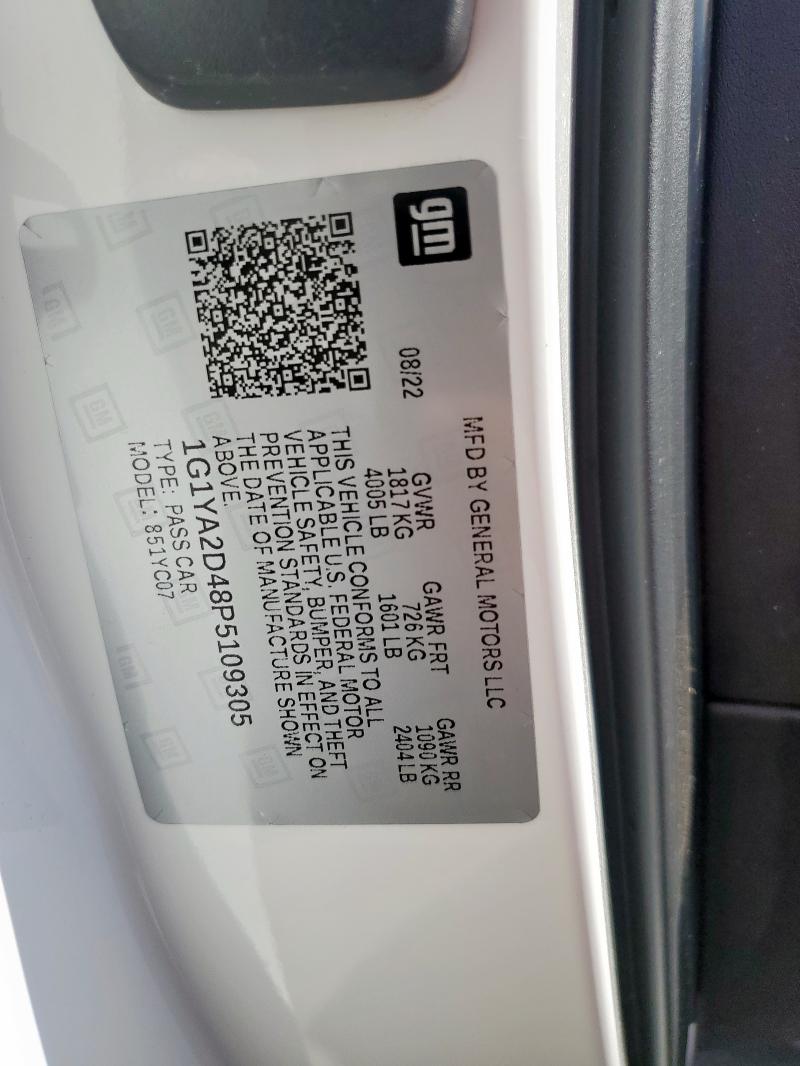 1G1YA2D48P5109305 - 2023 CHEVROLET CORVETTE STINGRAY 1LT WHITE photo 12