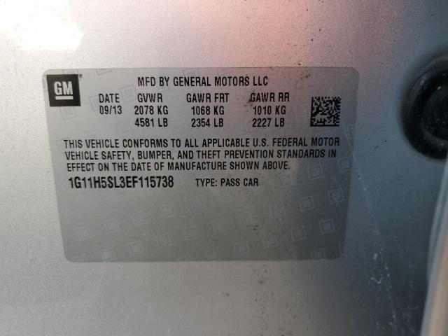 1G11H5SL3EF115738 - 2014 CHEVROLET MALIBU LTZ ვერცხლისფერი ფოტო 12