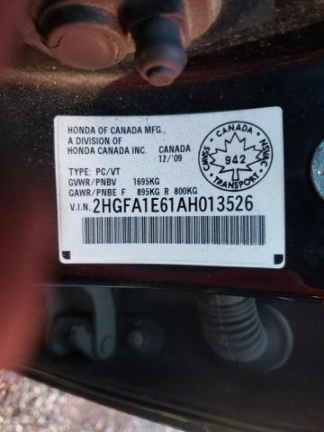 2HGFA1E61AH013526 - 2010 HONDA CIVIC LX-S أسود صورة 12