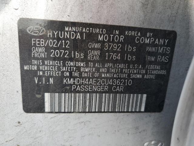 KMHDH4AE2CU436210 - 2012 HYUNDAI ELANTRA GLS SILVER photo 12