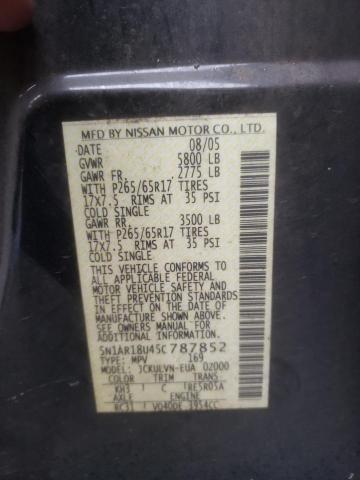 5N1AR18U45C787852 - 2005 NISSAN PATHFINDER LE 黑色 照片 12