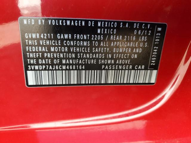 3VWDP7AJ6CM468164 - 2012 VOLKSWAGEN JETTA SE RED photo 12