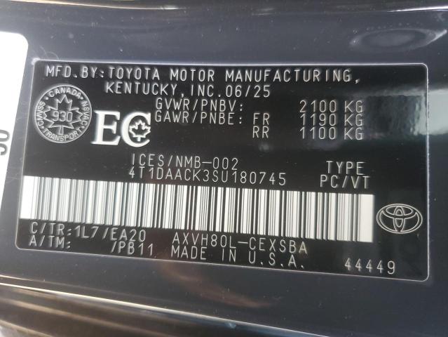 4T1DAACK3SU180745 - 2025 TOYOTA CAMRY XSE 灰色 照片 12