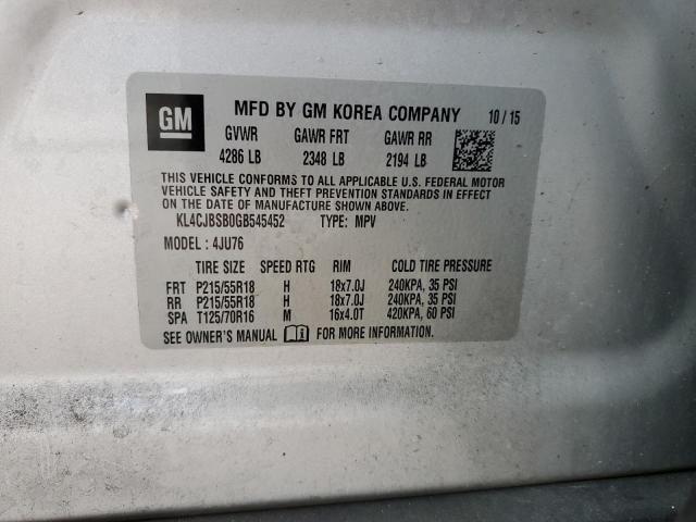 KL4CJBSB0GB545452 - 2016 BUICK ENCORE CONVENIENCE 银色 照片 14