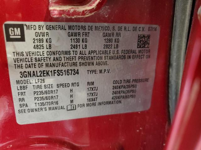 3GNAL2EK1FS516734 - 2015 CHEVROLET CAPTIVA LS RED photo 13