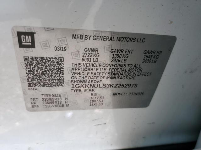 1GKKNULS3KZ252973 - 2019 GMC ACADIA SLT-1 Ақ фото 13