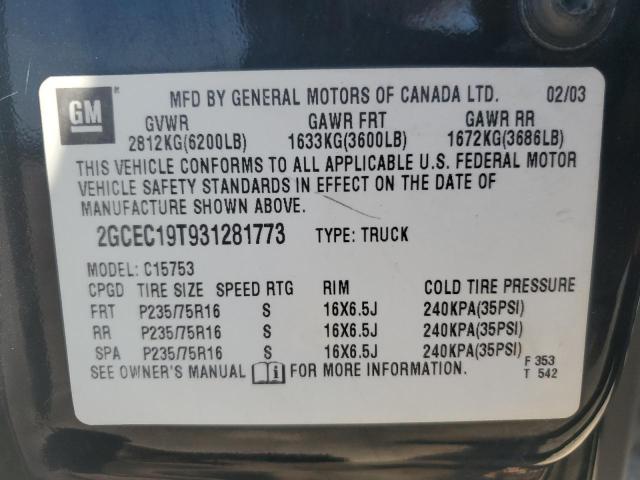 2GCEC19T931281773 - 2003 CHEVROLET SILVERADO C1500 黑色 照片 12