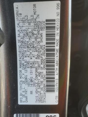 3TMJU4GNXBM116341 - 2011 TOYOTA TACOMA DOUBLE CAB PRERUNNER GRAY photo 12