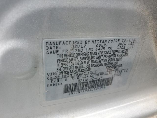 3N1CN7AP5JL824246 - 2018 NISSAN VERSA S SILVER photo 13