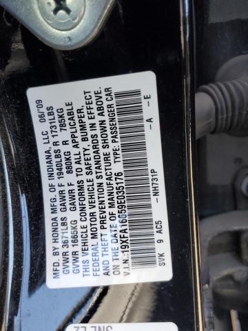 19XFA16659E035176 - 2009 HONDA CIVIC LX-S Սև լուսանկար 12
