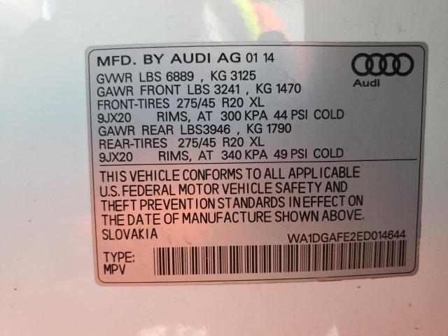 WA1DGAFE2ED014644 - 2014 AUDI Q7 PRESTIGE WHITE photo 12