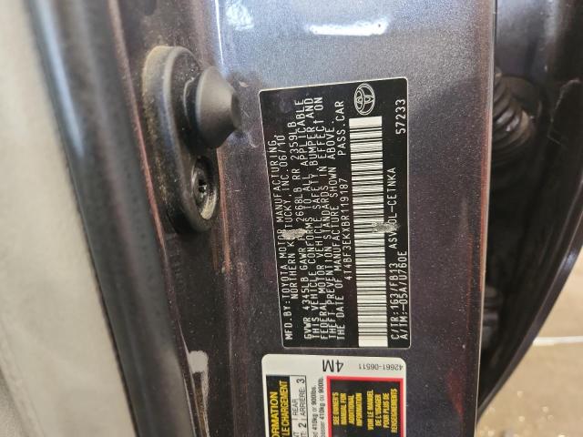 4T4BF3EKXBR119187 - 2011 TOYOTA CAMRY BASE GRAY photo 12