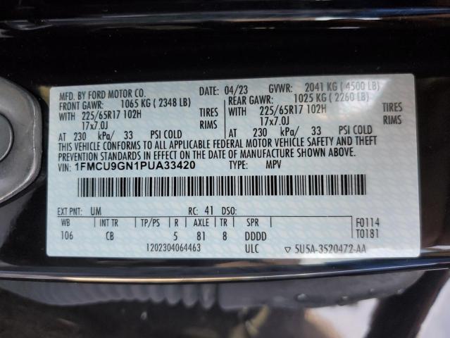 1FMCU9GN1PUA33420 - 2023 FORD ESCAPE ACTIVE BLACK photo 14