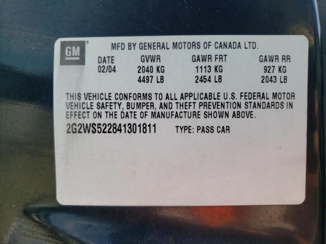 2G2WS522841301811 - 2004 PONTIAC GRAND PRIX GT2 შავი ფოტო 12