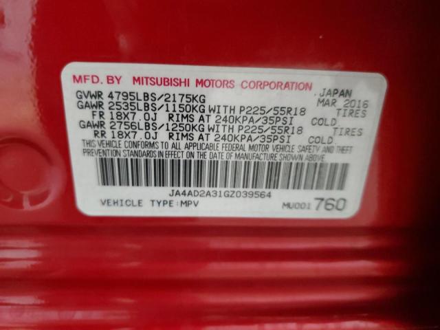 JA4AD2A31GZ039564 - 2016 MITSUBISHI OUTLANDER ES RED photo 13