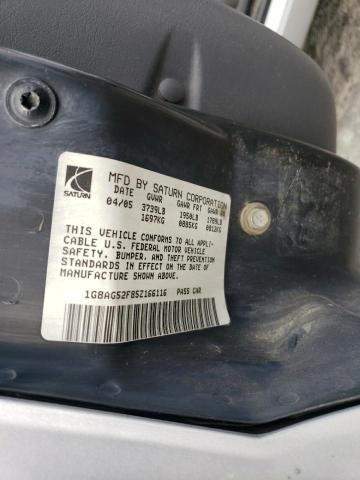 1G8AG52F85Z166116 - 2005 SATURN ION LEVEL 1 SILVER photo 12