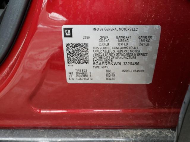5GAERBKW0LJ220456 - 2020 BUICK ENCLAVE ESSENCE 红色 照片 13