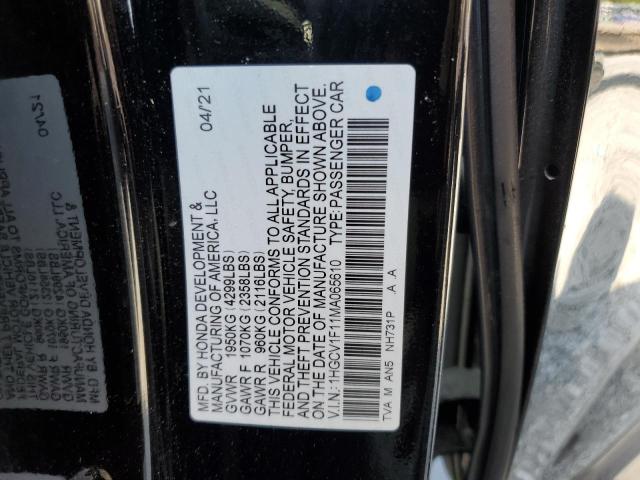 1HGCV1F11MA065610 - 2021 HONDA ACCORD LX BLACK photo 12