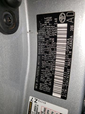 2T1KR32E18C691212 - 2008 TOYOTA MATRIX XR SILVER photo 12