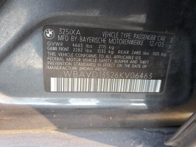 WBAVD13526KV06463 - 2006 BMW 3 SERIES XI 灰色 照片 12