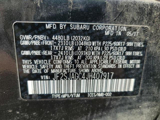 JF2SJAGC4JH407917 - 2018 SUBARU FORESTER 2.5I PREMIUM Сұр фото 14