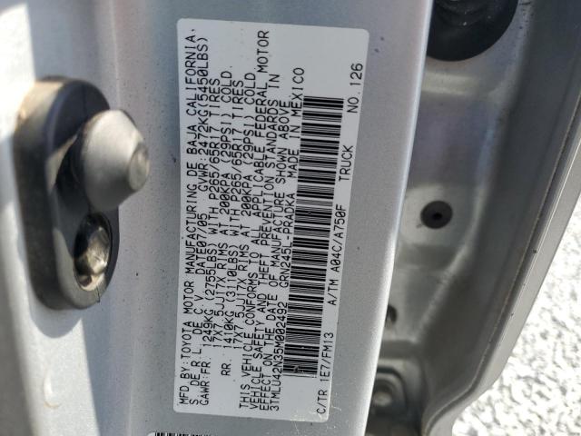 3TMLU42N35M002492 - 2005 TOYOTA TACOMA DOUBLE CAB 银色 照片 12