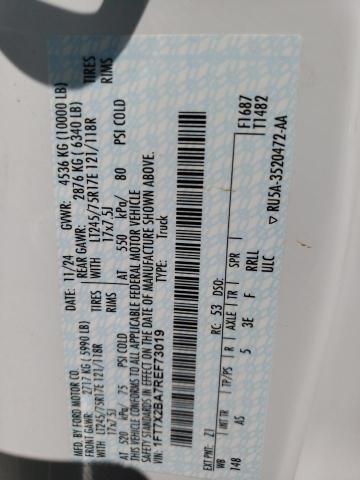 1FT7X2BA7REF73019 - 2024 FORD F250 SUPER DUTY WHITE photo 12