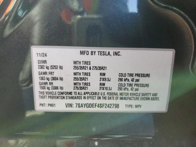 7SAYGDEF4SF242798 - 2025 TESLA MODEL Y GRAY photo 12