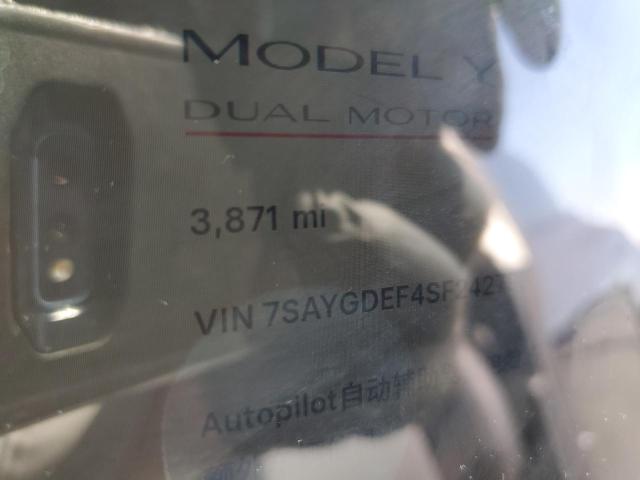 7SAYGDEF4SF242798 - 2025 TESLA MODEL Y GRAY photo 9