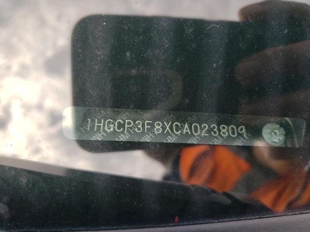 1HGCP3F8XCA023809 - 2012 HONDA ACCORD EXL BLACK photo 12