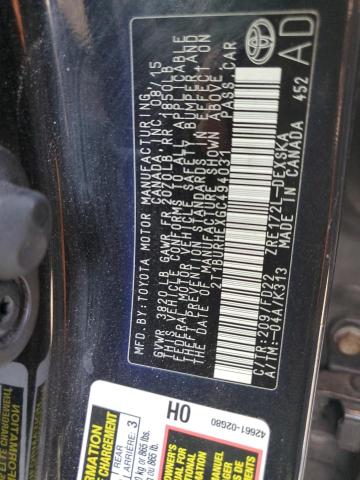 2T1BURHEXGC494031 - 2016 TOYOTA COROLLA L BLACK photo 12