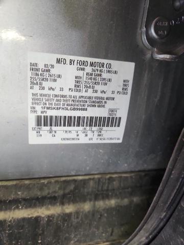 1FMSK8FH3LGB99888 - 2020 FORD EXPLORER LIMITED SILVER photo 13