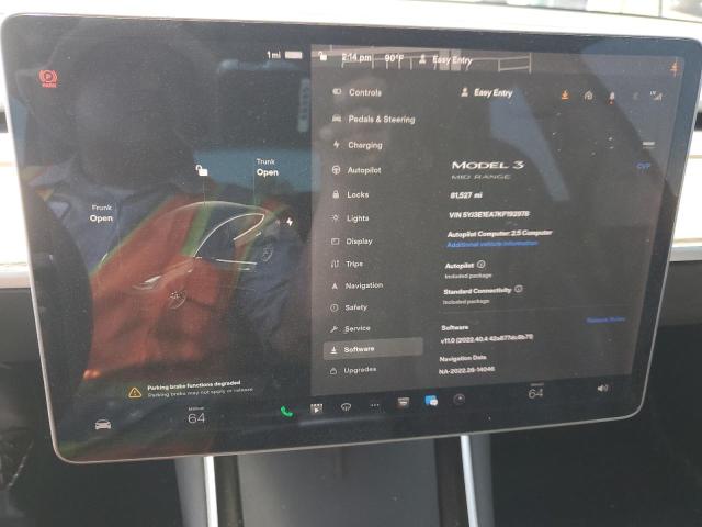 5YJ3E1EA7KF192978 - 2019 TESLA MODEL 3 BLACK photo 9