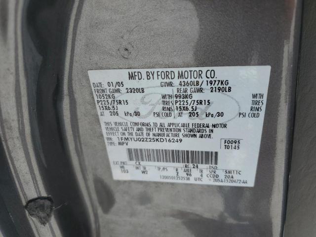 1FMYU02Z25KD16249 - 2005 FORD ESCAPE XLS GRAY photo 13
